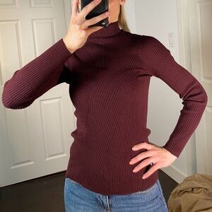 H&M Burgundy Ribbed Knit Sweater - Size Medium